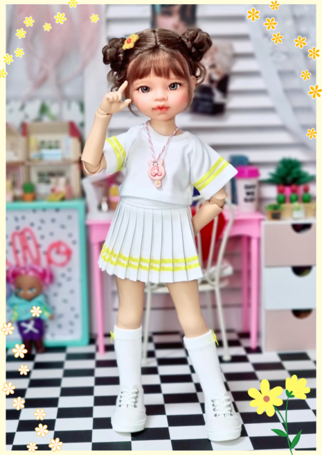#파올라레이나 32cm 옷( 옐로우 3종세트 )[마구샵]#구체관절인형#bjd#인형옷#다락아이#관절바디#완제품, 1개