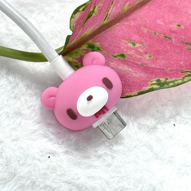 쿠쿠스토어 그루미 베어 충전 케이블 보호대: 뾰족한 매력을 갖춘 세련된 기능.만화 곰, 07 1pc pink