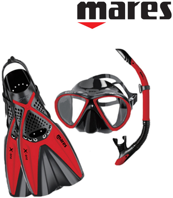 MARES 엑스원 스노클링 세트, 레드/SM
