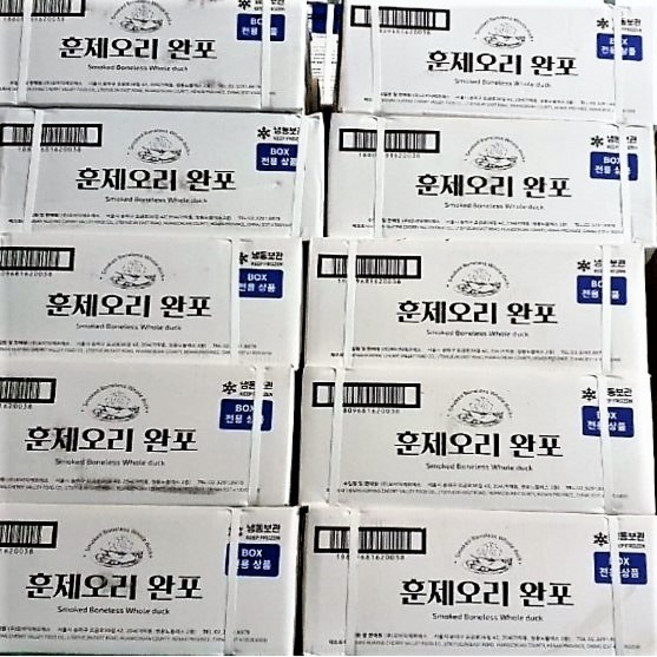 훈제통오리 총9kg박스 7~1000g 9~11팩 완포 뼈없는통오리 업소 영업 도매용 중국산, 9kg, 1박스