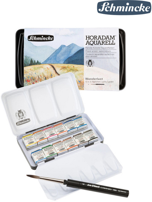 쉬민케 수채물감 Horadam Aquarell Sketching Box 고체케익 1/2pans 12색 (Wanderlust)