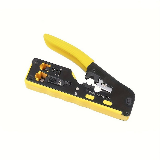 와이어 스트리핑 커팅 관통 구멍 도구 네트워크 RJ45 수직 8P6P CAT7 CAT6 케이블 CAT5, Yellow Handle, 1개