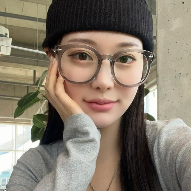 하루홀릭 국내생산 남녀공용 동그란 오버사이즈 시력보호 투명 뿔테 하드멀티코팅 블루라이트 차단 렌즈