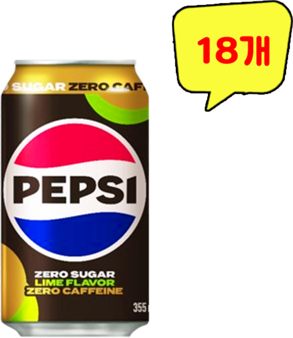 펩시 제로슈거 라임 제로 카페인, 355ml, 18개