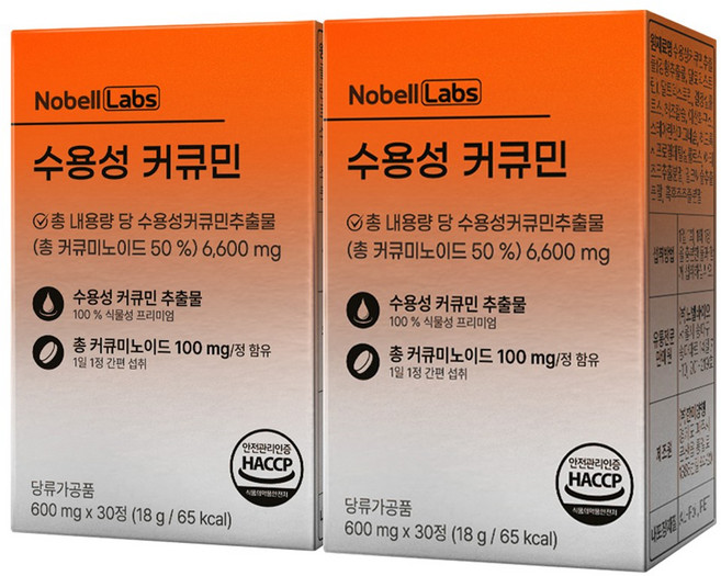 노벨랩스 고함량 수용성 커큐민, 2개, 30정