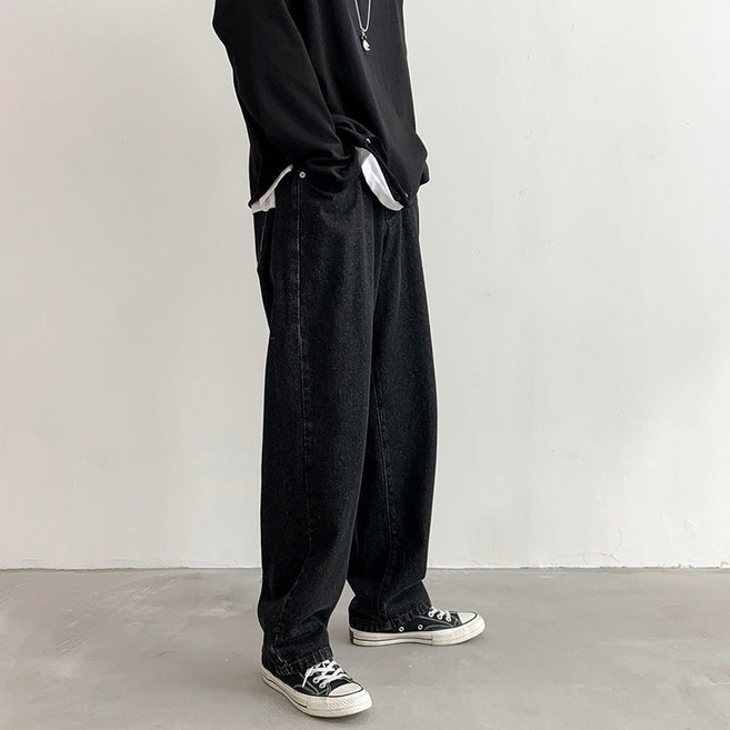 牛仔褲男 復古牛仔褲 寬鬆牛仔褲 直筒褲 男 牛仔長褲 寬版牛仔褲 闊腿褲男 寬褲男 牛仔寬褲男 寬鬆長褲 直筒牛仔褲男