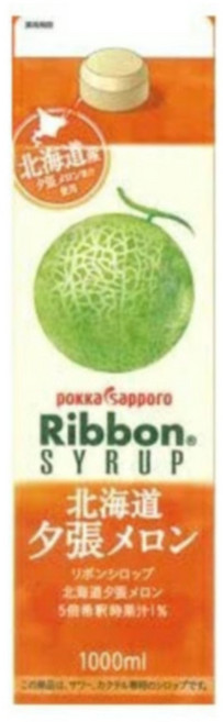 리본 일본 홋카이도 유바리 멜론 시럽 1L 팩 5배 희석용 빙수 과자 제과 상업 음식점