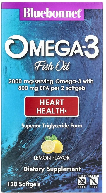 블루보넷 뉴트리션 오메가3 피쉬오일 레몬 120소프트젤, 1개, 120정 - 쿠팡