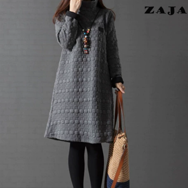 ZAJA 오버사이즈 여성 겨울원피스 하이넥 도톰한 이너 긴팔 폴라 원피스
