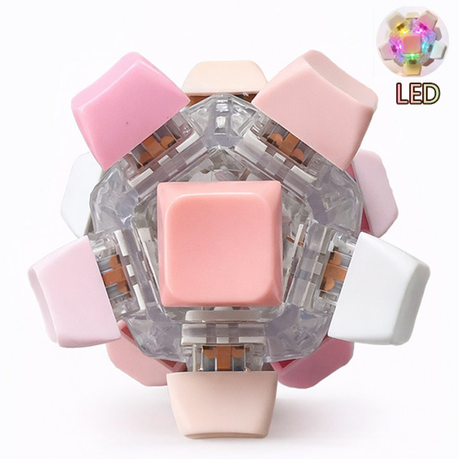 치프몰 LED 12버튼 딸깍이 라이트볼, 1개, 핑크