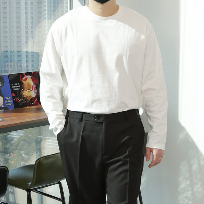 남자 빅사이즈 심플 무지 긴팔티