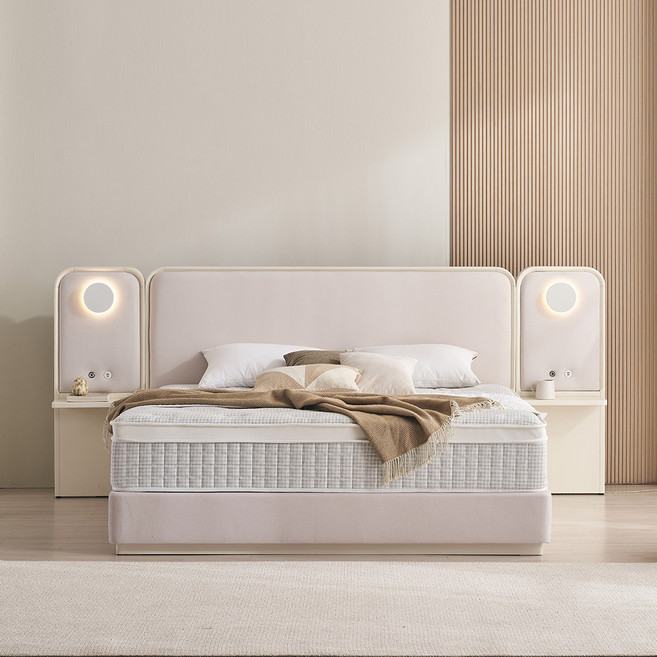 보루네오 엘리브 플레오 패브릭 원목 침대 프레임 라지킹 sy876-1, 오크