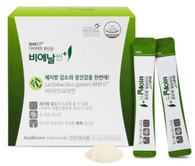 BNR17 홈쇼핑 김희선 모유 유래 다이어트 유산균 분말 비엔알 비엔나 17 유산균 가루, 30회분, 1개
