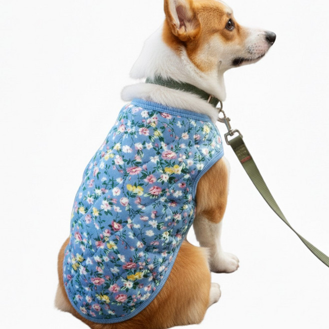 알로하모아 강아지 김장 조끼 대형견 패딩, 1개, 블루