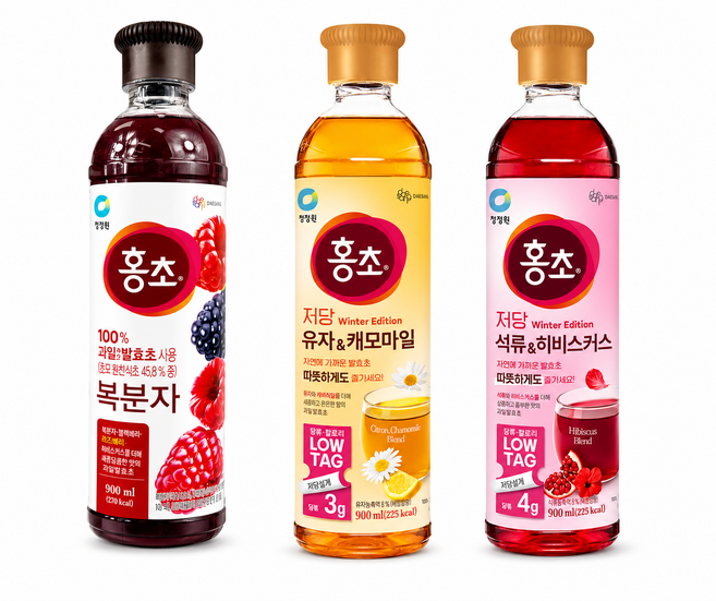 청정원 홍초 저당 유자캐모마일 900ml+ 석류 히비스커스 900ml + 복분자 900ml, 1세트, 2.7L