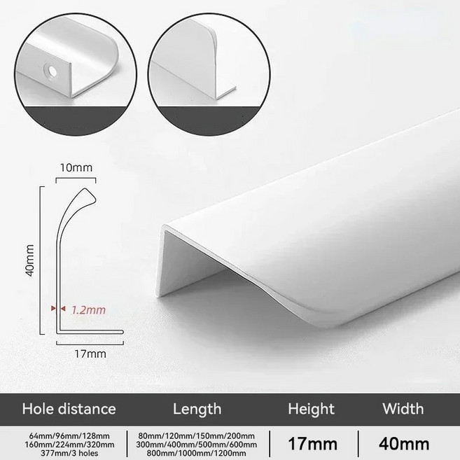 골드 블랙 핸들 하드웨어를 주방 당깁니다 캐비닛은 손잡이와 알루미늄 합금 않는 옷장 손잡이, 80mm, White