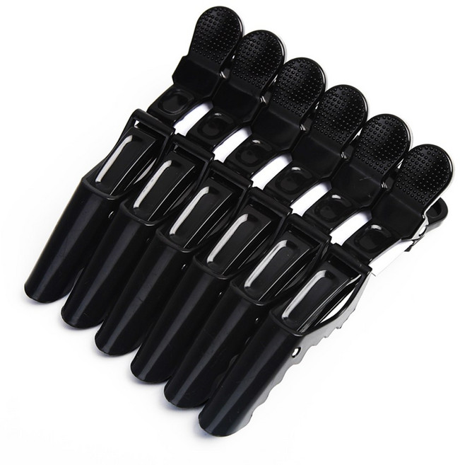 악어 헤어 집게핀 대형, 6개, 블랙