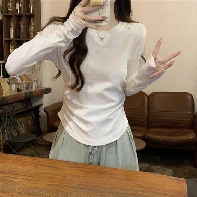 제이로그 긴팔 라운드 사이드 셔링 티셔츠 바운드T