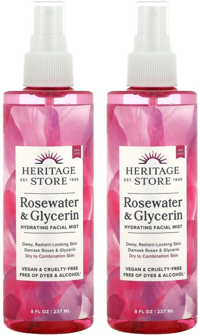 헤리테지 헤리티지 스토어 로즈워터 앤 글리세린 하이드레이팅 페이셜 미스트, 237ml, 2개 - 쿠팡