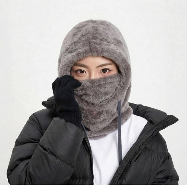 나우드 플리스 바라클라바 후드넥워머, 1개, 그레이