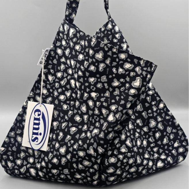 EMIS 이미스에코백 로고 레오파드 에코백 블랙 국내매장판