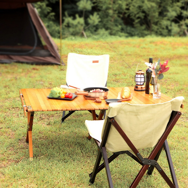 몽크로스 캠핑 감성 원목 접이식 롤 테이블