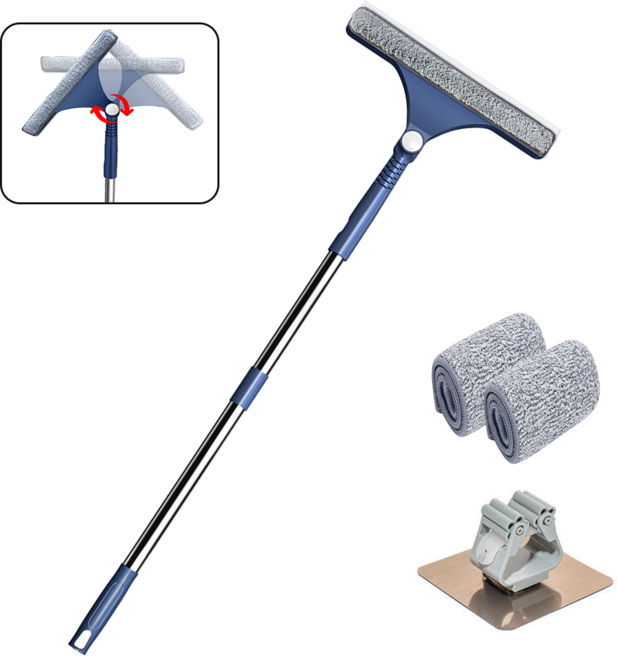 일상다움 유리창 닦이 스퀴지 브러쉬 길이조절 청소 도구 170cm, 블루, 1개