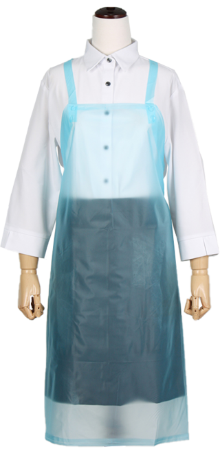 반투명 폴리우레탄 양면방수 H형 업소용 식당 정육점 미용실 김장앞치마 대/중/소 6color, 중형, 1개, 하늘색 중형