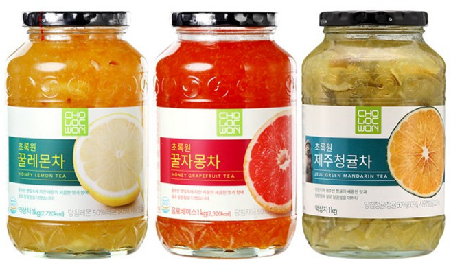 초록원 꿀레몬차 +꿀자몽차 +제주청귤차 (3kg), 3kg, 1개, 1개입