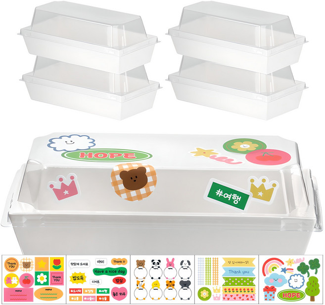 데이젤 내맘대로 DIY 도시락 직사각대 일회용용기 17 x 7 x 6.5 cm, 5개, 1세트