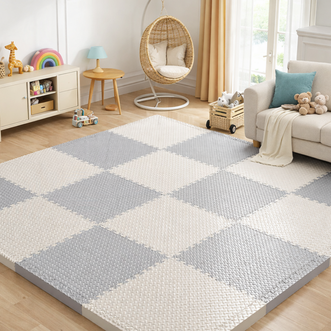 바디플로우 EVA 두꺼운 층간소음 퍼즐매트, 화이트+그레이, 16개