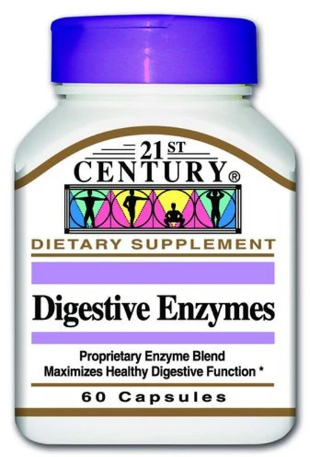 21세기 소화 효소 캡슐 60정 (2팩) 21st Century Digestive Enzymes Capsules 60 Count (Pack of 2), 1개 - 쿠팡