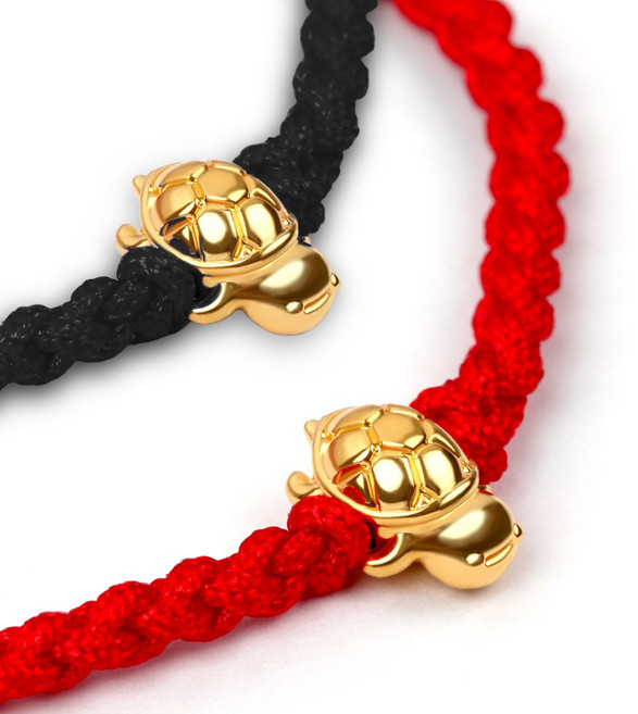 [러브넛] 순금 거북이 수호 행운 장수 금전운 소원성취 끈 매듭 팔찌 2컬러 택1