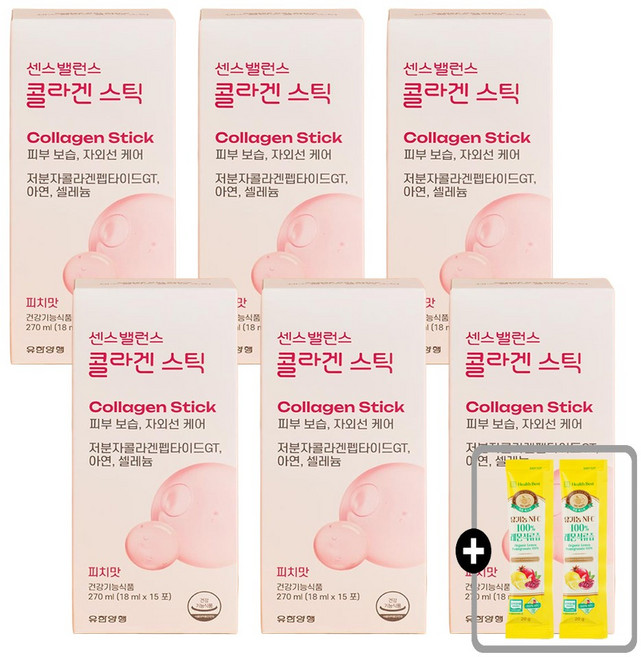 유한양행 센스밸런스 콜라겐 스틱 + 건강즙2포, 6개, 15회분