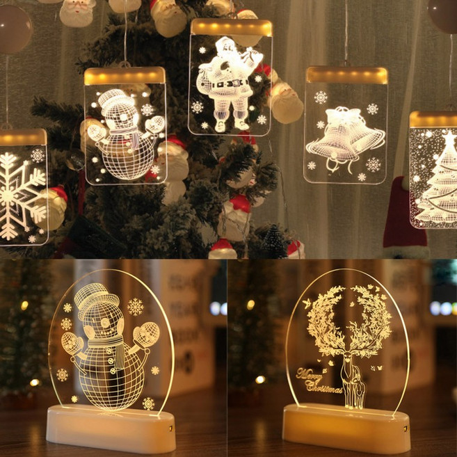 감성 무드등 크리스마스 LED 탁상용 장식 조명, 걸이용무드등 눈꽃