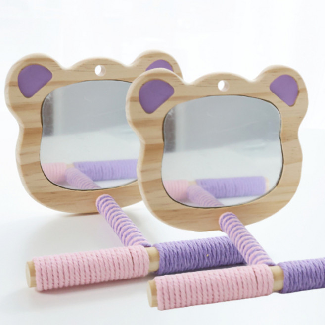 앵무새 거울 곰돌이 횃대 장난감 새장 용품 귀여워, 2개