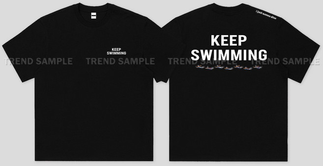 KEEP SWIMMING 短袖T恤 夏季, 1個, 黑色XL 建議140-160斤