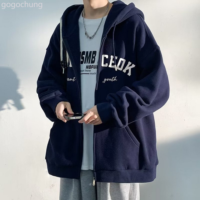 美式潮牌外套男士春秋季2024新款運動連帽開衫衛衣男生衣服夾克