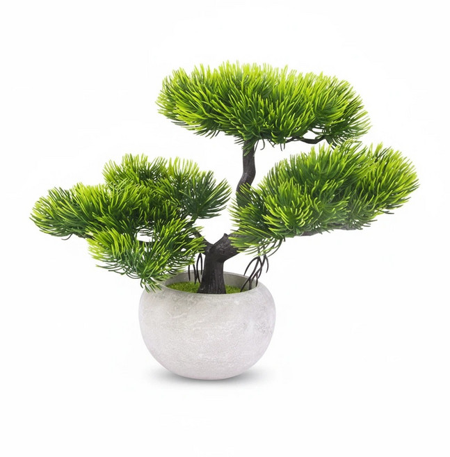 BloomLife 인조 소나무 분재 화분 미니 소나무 분재 인테리어 장식 현관 거실 테이블 장식 현관 장식, 1개, 미인송 분재 화분
