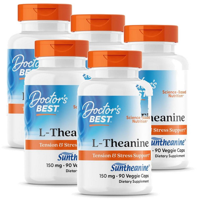 닥터스베스트 L-테아닌 선테아닌 150mg 비건 캡슐 Doctor's Best L-Theanine with Suntheanine, 90정, 5개