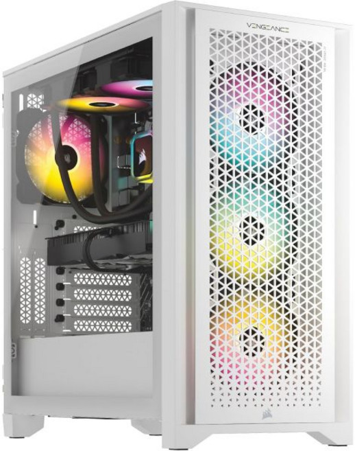 코르세어 벤전스 i7500 게이밍 PC – 수냉식 인텔 코어 i714700KF CPU 엔비디아 지포스 RTX 5070Ti GPU 32GB RGB DDR5 메모리 1TB M.2, i7 14700KF / 4070 Ti SUPER, 화이트