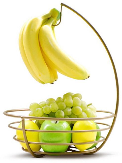 바나나걸이 아이디어 과일 쟁반 거실 간식 견과류 말린 과일 화분 패션 수납대 바나나 후크걸이 과일 바구니 철예 고동색 1개, 샴페인