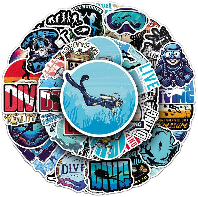 캐리어스티커 스포츠 모음 폰꾸 다꾸 캠핑 여행 방수스티커, 1개, 스쿠버다이빙 스티커
