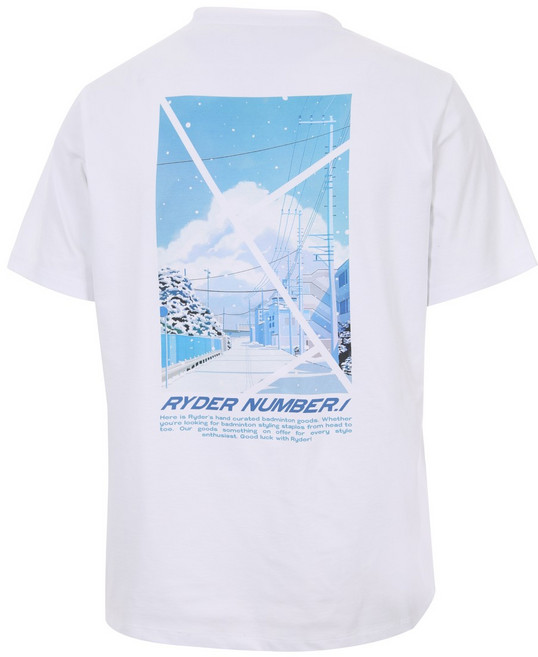 라이더 티셔츠 배드민턴 반팔 상의 남성 여성 반팔티 코튼라이크 오버핏 화이트 2023RC-12