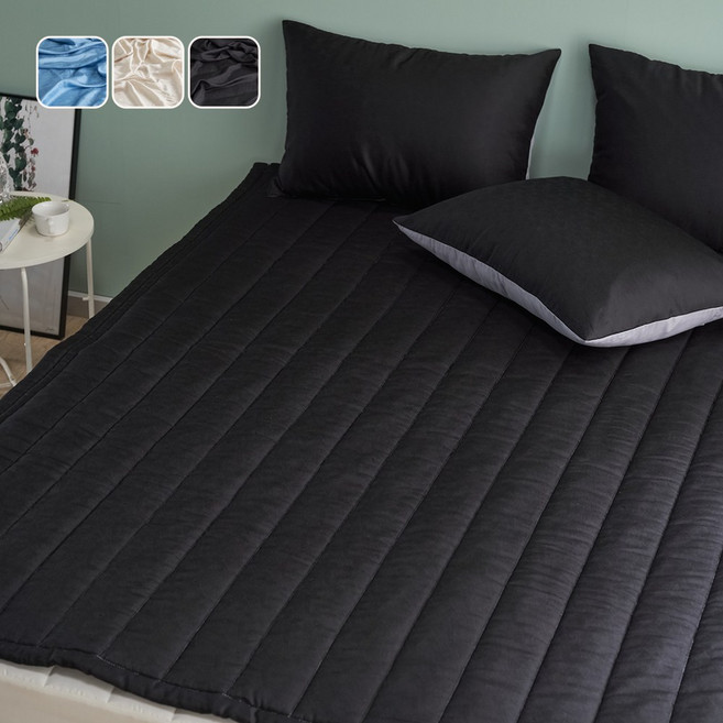 국산 여름 리빙캐슬 샤인 풍기인견100 침대패드, 블랙