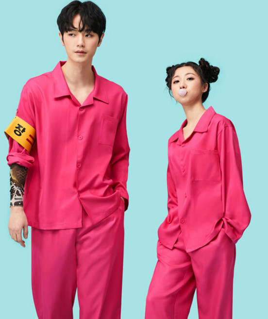 애플티 죄수복 체육대회 졸업사진 컨셉 단체티 135-2 핑크_긴긴 명찰포함