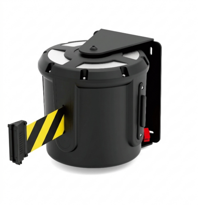 베러알 20미터 차단벨트 가이드라인 벽걸이 차단띠 자석형 피스형, 검정 노랑 피스형, 1개