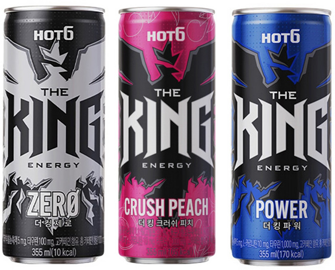 핫식스 더킹 제로+크러쉬피치+파워, 6캔씩 18캔, 355ml