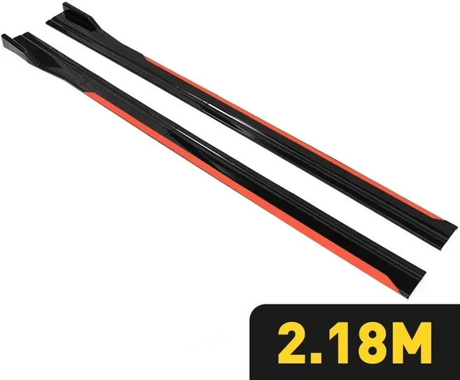 호환 8PCS 2m/2.18m 사이드 스커트 확장 로커 플레이트 립 분리기 범퍼 BMW 메르세데스-벤츠 도요타 아우, 01  Reddish Black218