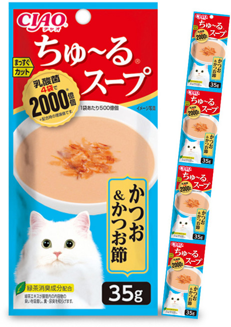 챠오츄르 고양이 짜먹는 간식, 혼합맛(가다랑어/가다랑어포), 35g, 48개